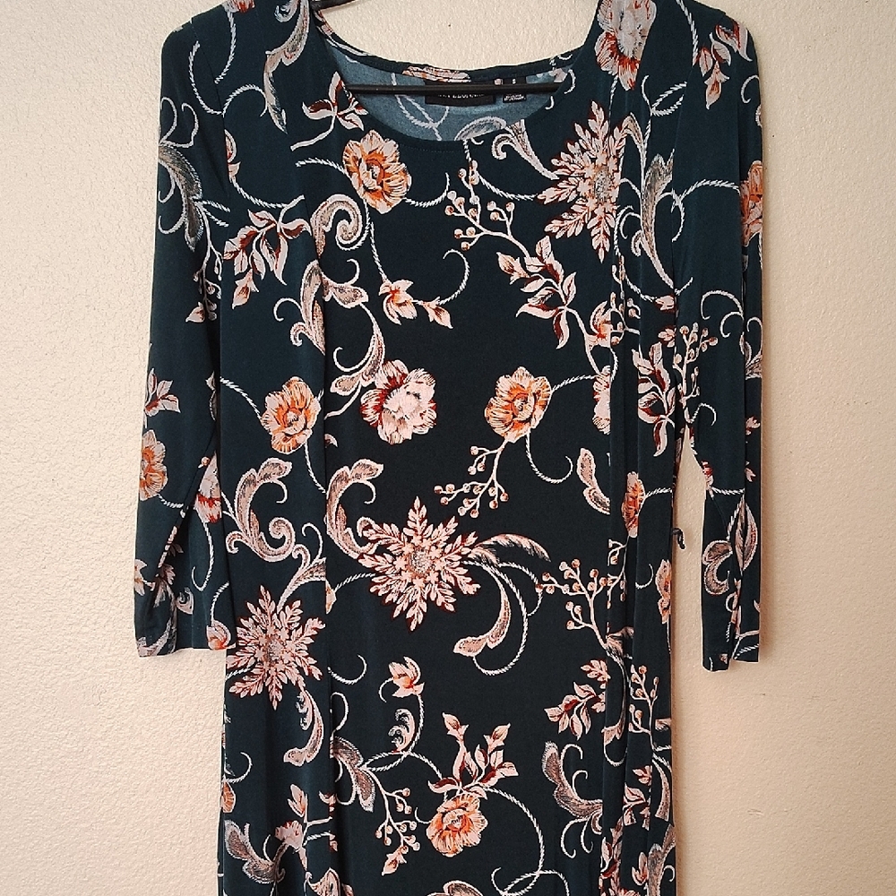 Nina Leonard Floral Maxi Dress - Black and Orange